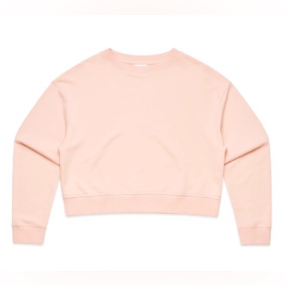 As Colour Pale Pink Wo’s Boxy Cropped Cotton Casual Crewneck Sweatshirt Small